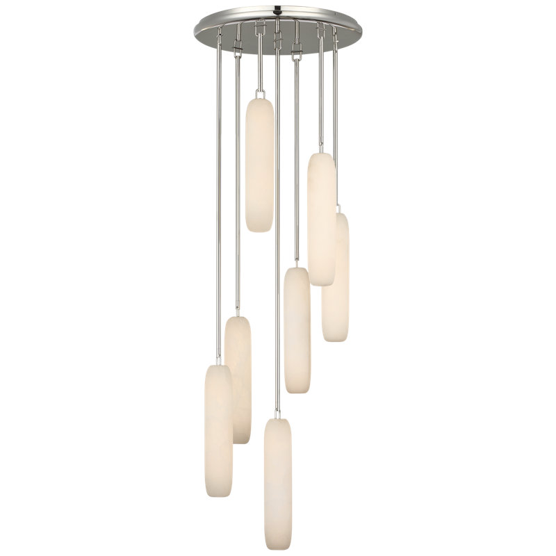 Kelly Wearstler Formosa 7-Light Pendant in Bronze with Alabaster, Polished Nickel