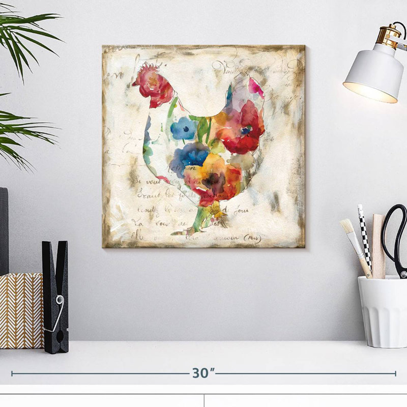 Crowle Flowered Hen, 16" H x 16" W
