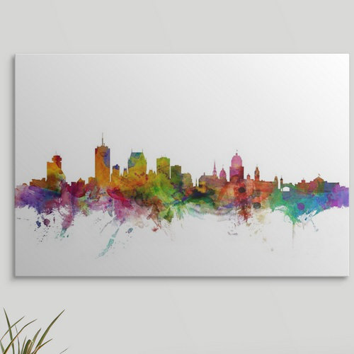 «Québec Canada Skyline» par Francy, impression, H 12 po x l 18 po x P 1,5 po, Toile