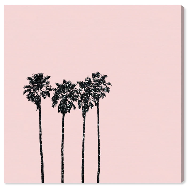 Impression sur toile rose moderne et contemporaine à motif floral et botanique, H 20 po x l 20 po x P 0,8 po
