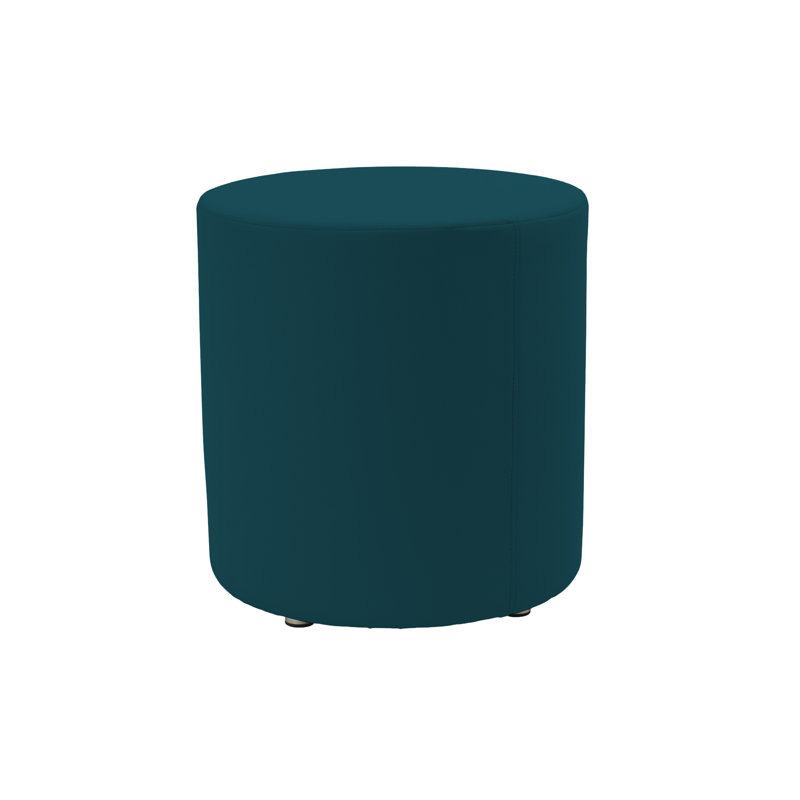 18 inch Round Everyday Vinyl Ottoman, 19 inch Height, Teal