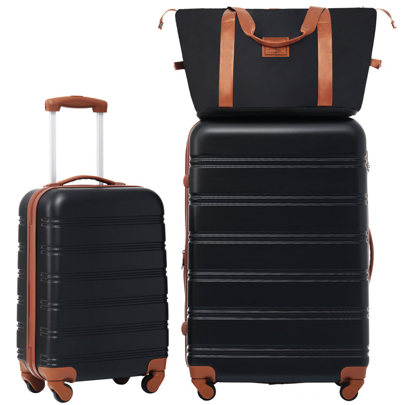 Valise Hardshell 2 pièces + valise à roulettes avec verrou TSA léger 20 po + 28 po