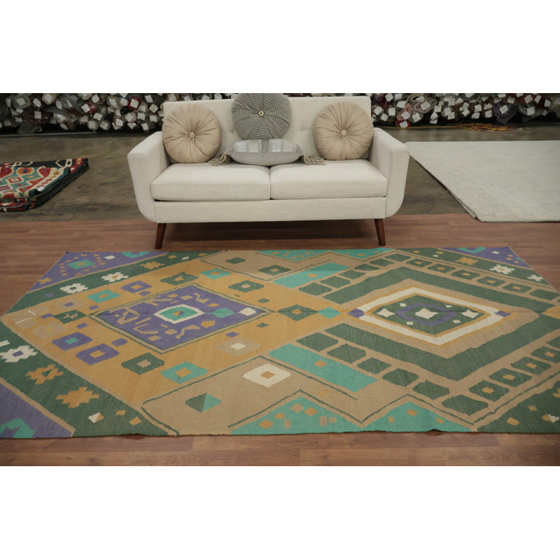 Tapis kilim coloré en forme de losange symétrique 5 x 9