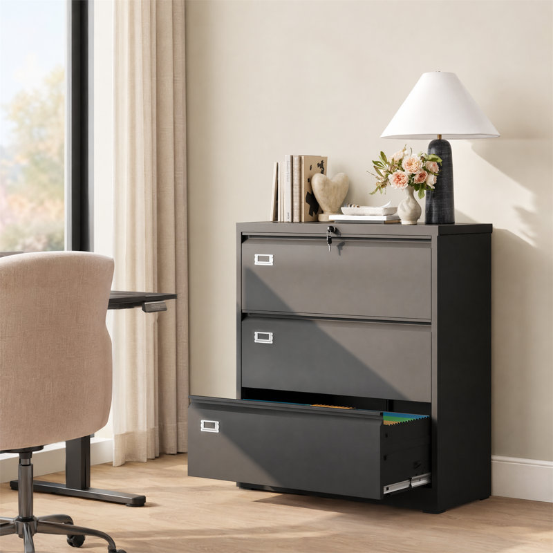 35" Wide Lateral File Cabinet with Lockable Drawer ,Home Office Storage for A4/Letter/Legal/F4, Black