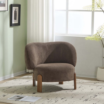 Fauteuil d'appoint à oreilles avec pieds en bois massif Elegant Design