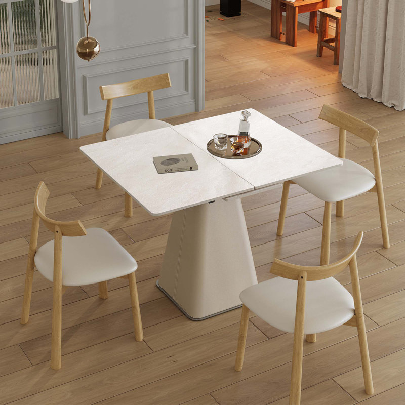 Ensemble de table de salle à manger 5 pièces rétractable, extensible avec 4 chaises pour petits appartements, peu encombrant et élégant