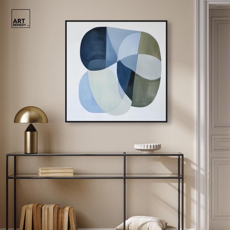 Décoration murale moderne sur toile Serene Overlap II par Art Remedy, H 31 po x l 31 po, Cadre flottant noir