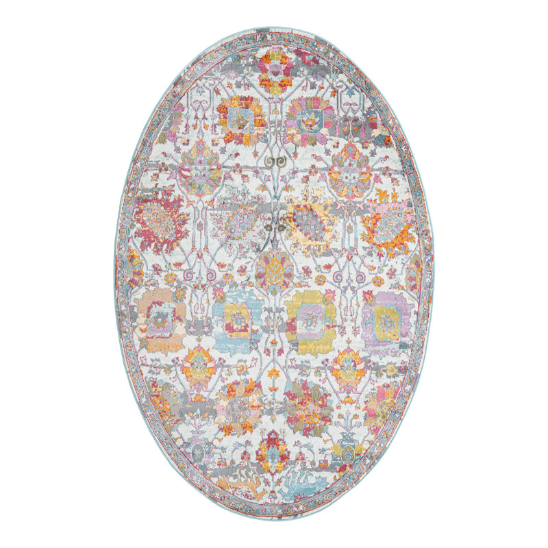 Haefner Floral Indoor Rug, Oval 5'5" x 8'
