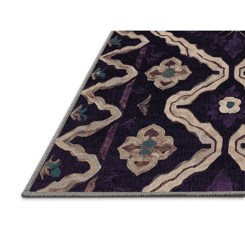 Tapis mauve lavable à la machine, Rectangulaire 8 pi x 10 pi