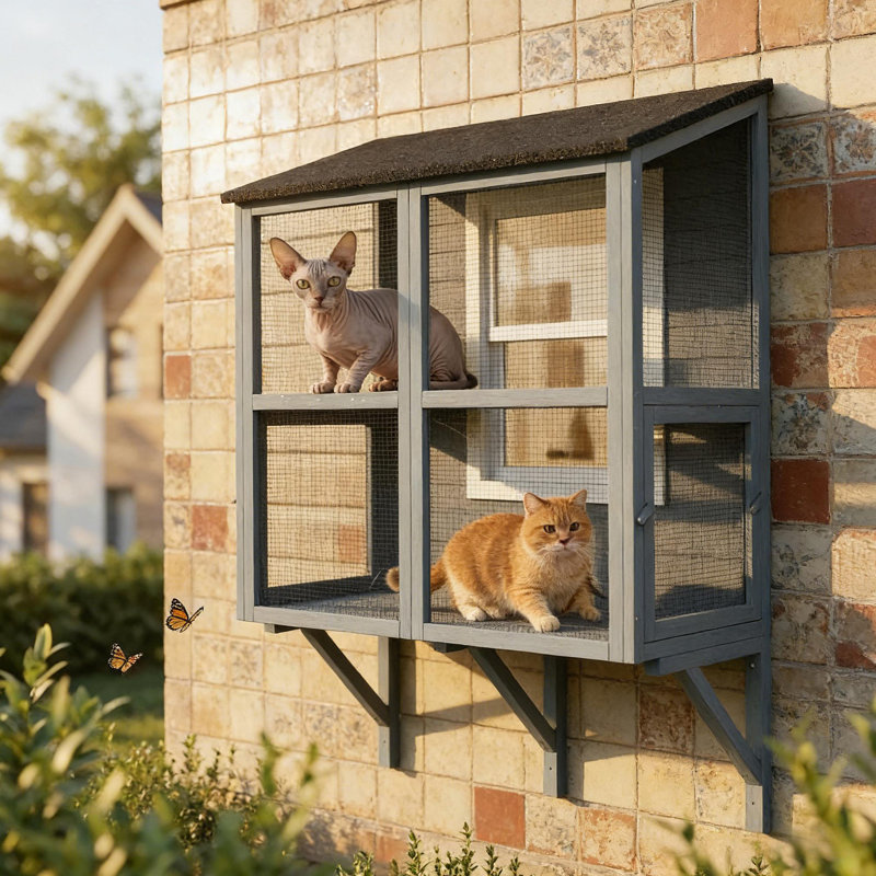 Stable Wall-Mounted Catio With Weatherproof Design