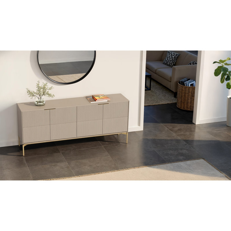 Zig 79.5'' W Credenza, Dune/Brushed Brass