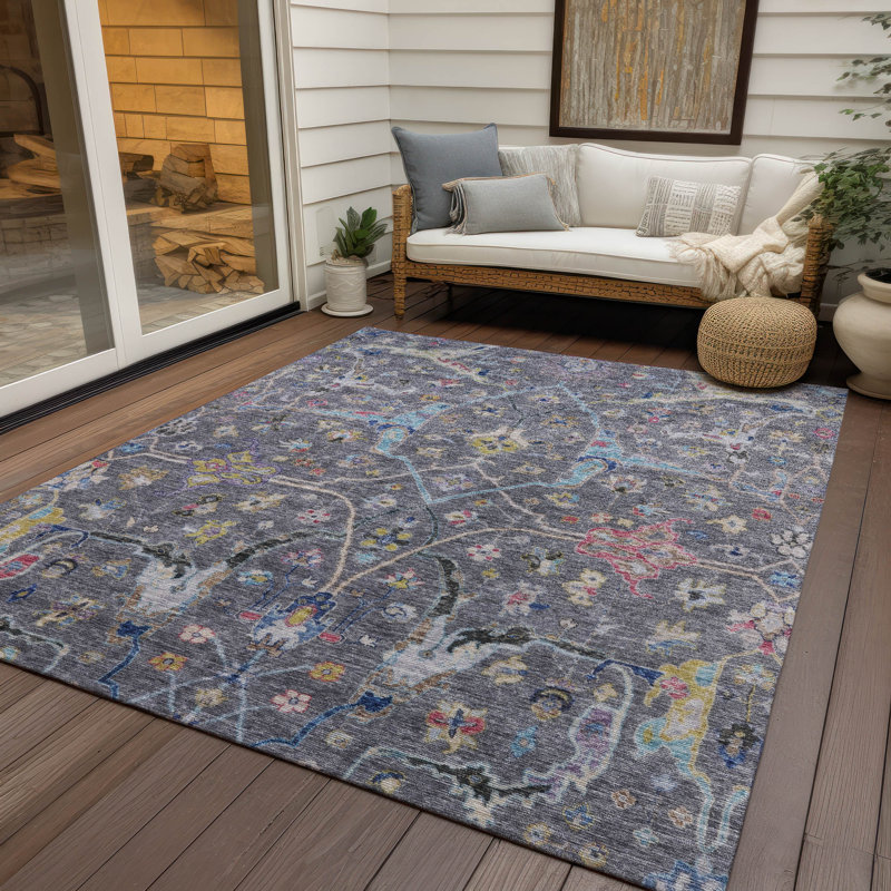 Machine Washable Indoor/Outdoor Kaczor ACN2232 Global Rug, Rectangle 3' x 5'