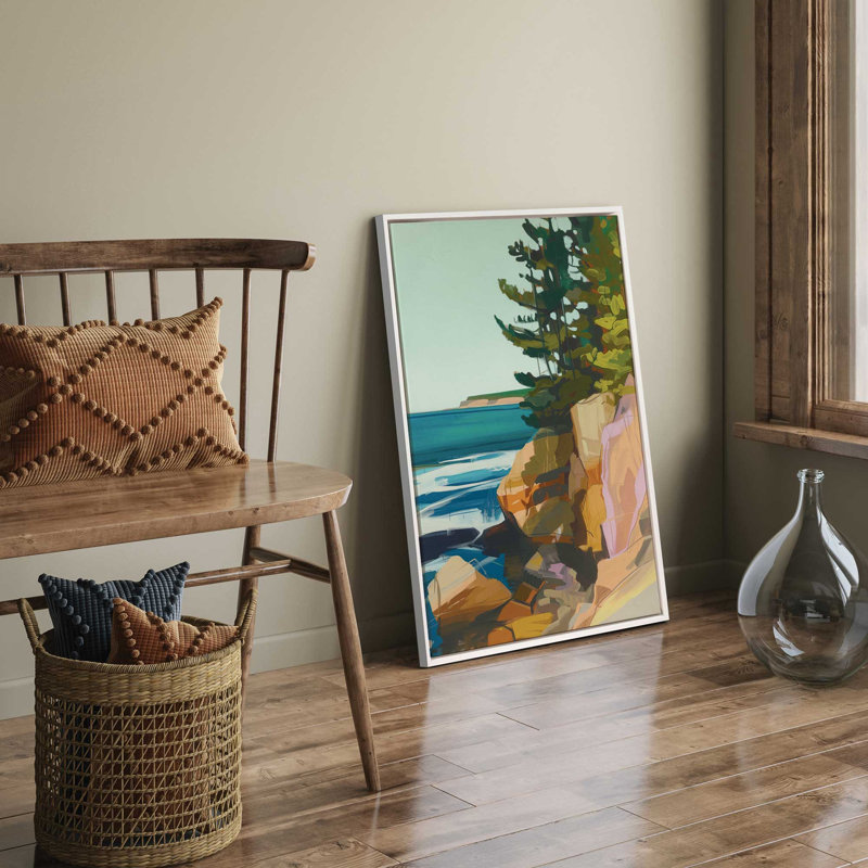 Seacliff Whispers V2 sur toile par Azure Artisanal Studio, reproduction, Cadre flottant blanc opaque