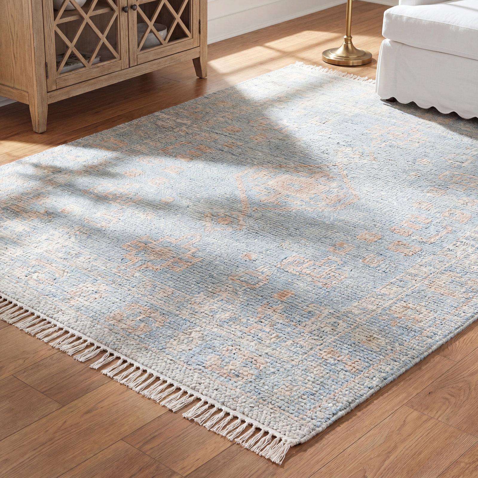 Uzma Hand Knotted Wool Indoor Rug, Rectangle 5' x 8'