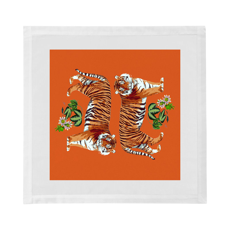 Tiger Seeing Double Cotton Sateen Dinner Napkins