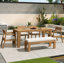 Ensemble repas pour 6 personnes, table rectangulaire 71 "avec trou pour parasol, coussins amovibles, pour utilisation dans la cour / le jardin / la piscine-764514641