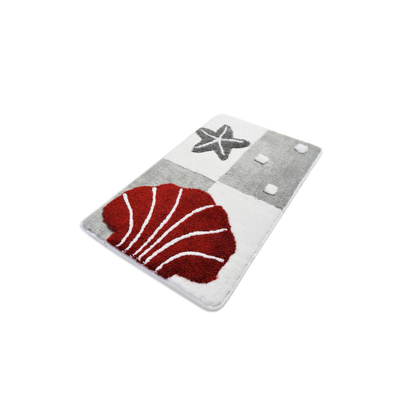 Tapis pour salle de bain Hussey, Gris et rouge