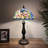 Bernhardus Tiffany Table Lamp Hummingbird Flowers Pink Blue Stained Glass Included LED Bulbs H22"