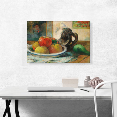 " Still Life With Apples, A Pear, And A Ceramic Portrait Jug 1889 " by Paul Gauguin Painting Print