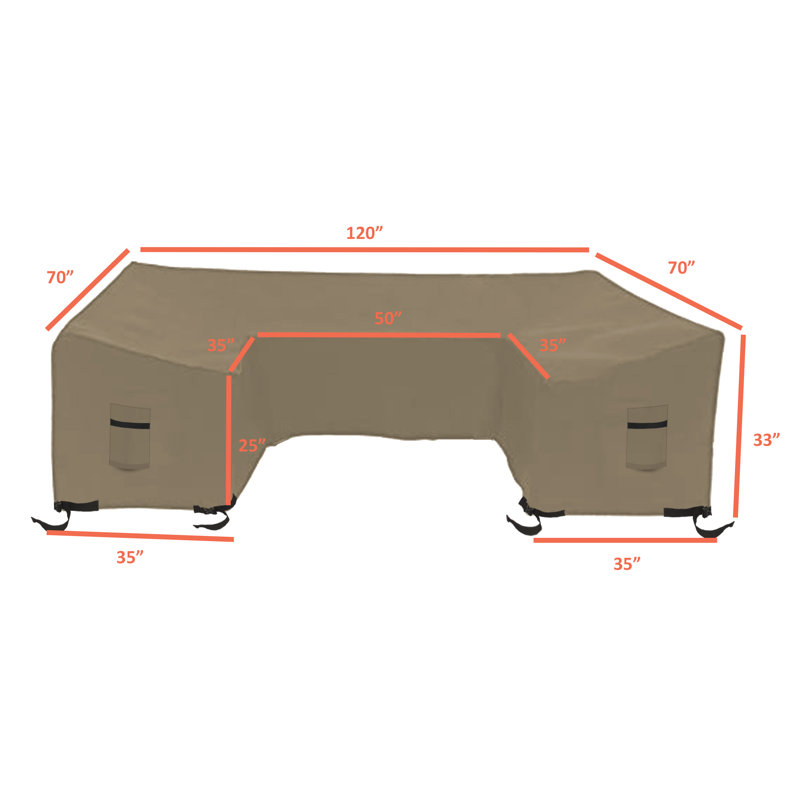 Outdoor Cover, 83.8cm H x 304.8cm W x 88.9cm D, Sand