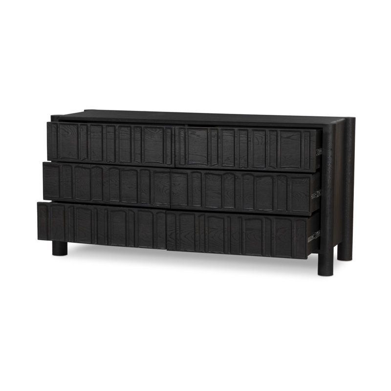 Ezri 6 - Drawer Solid Wood Dresser, Black