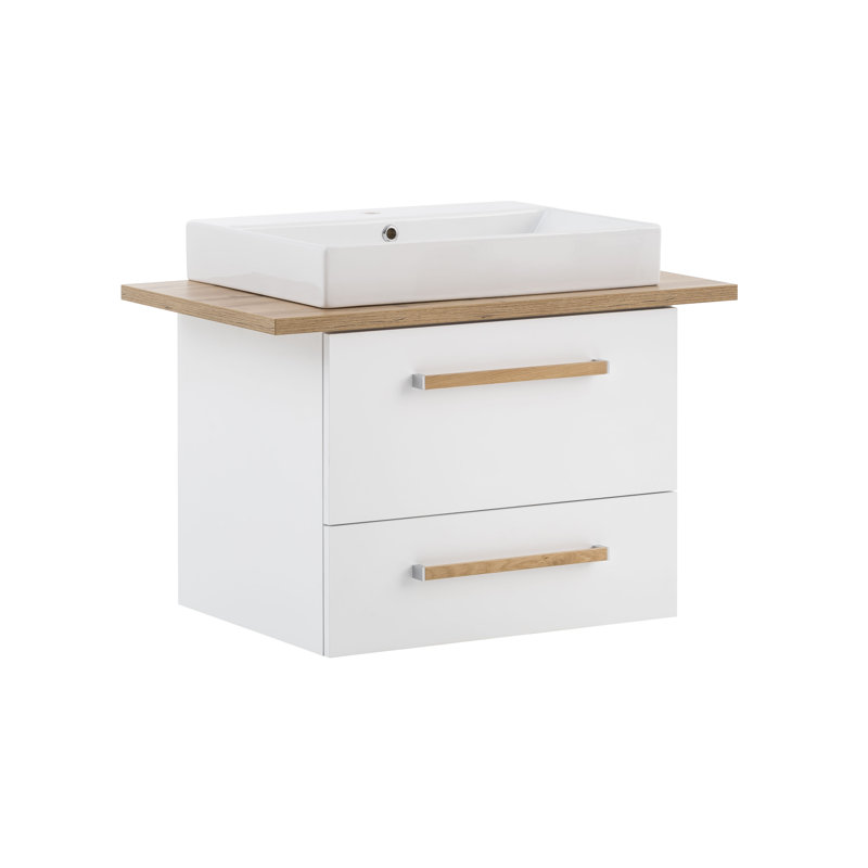 Duo 60 cm Wall-Mounted Washbasin, White