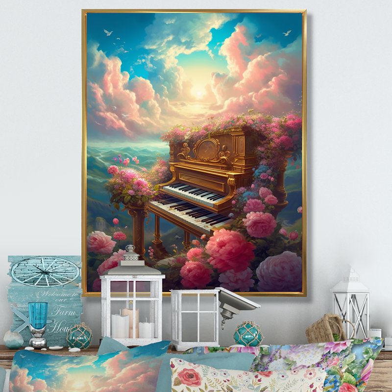 Floral Floral in Heaven II - impression, H 40 po x l 30 po x P 1,5 po, Cadre flottant doré