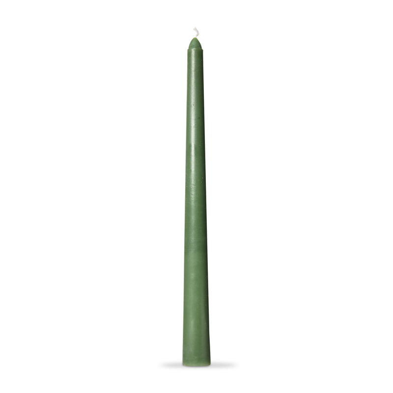 Unscented Taper Candle with Tin Holder, Hunter Green