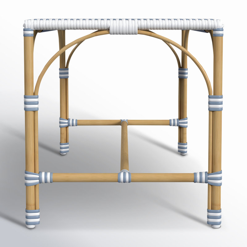 Tobias Outdoor Rattan Rectangular Dining Bench, Blue