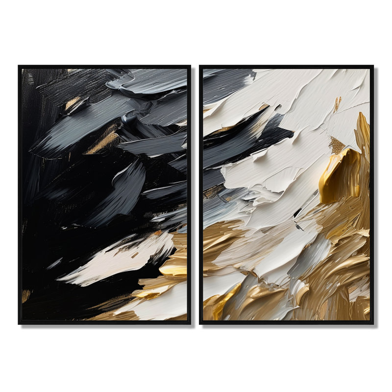 Lohman - Grandes impressions abstraites sur toile, Black, 36" H x 48" W, Impression encadrée flottante