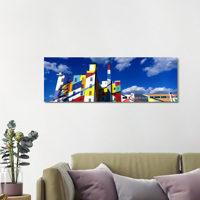 Building with Geometric Decorations, Minneapolis, Minnesota, USA 1 Piece Wrapped Canvas Panoramic Wall Art