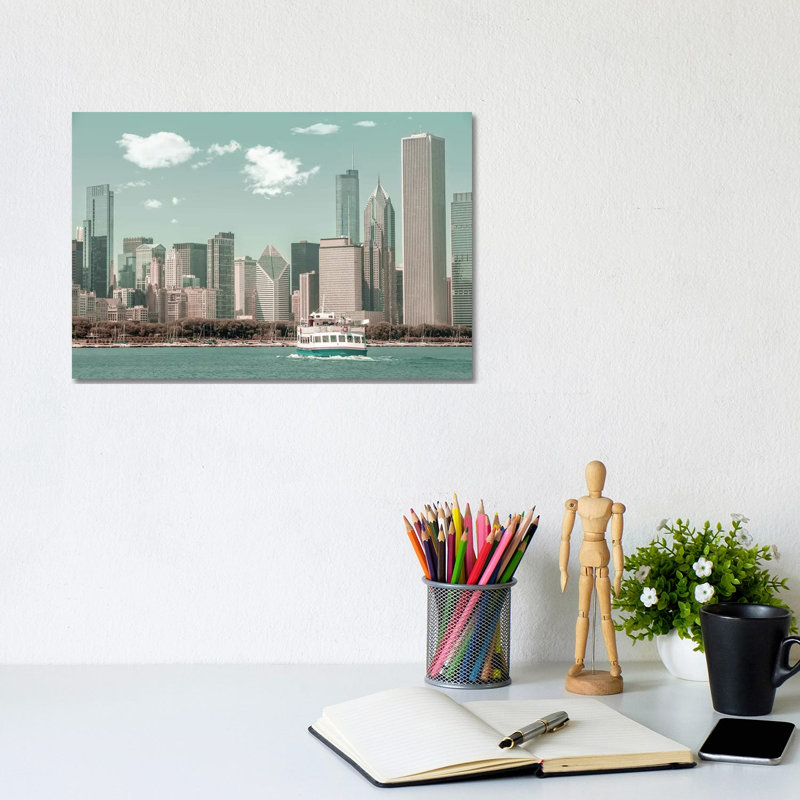 Chicago Skyline by Melanie Viola - Wrapped Canvas Print, 20.32 cm H x 30.48 cm W