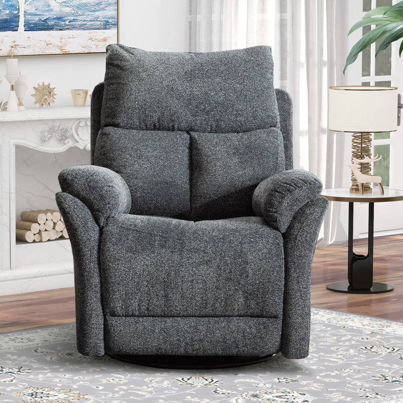 Henriane 33.5" W Swivel Rocker Recliner, Dark Gray