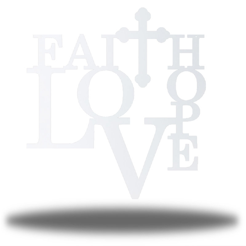 Art mural Faith Hope Love, H 24 po x l 24 po x P 0,6 po, Blanc