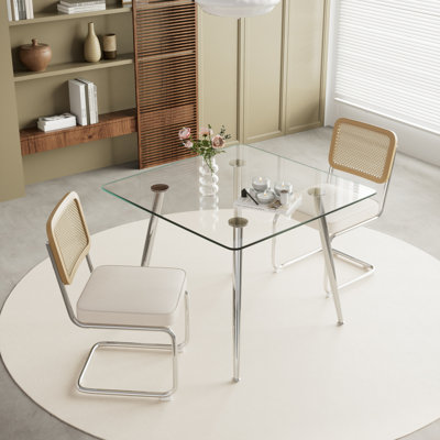 36in Square Glass Top Dining Set