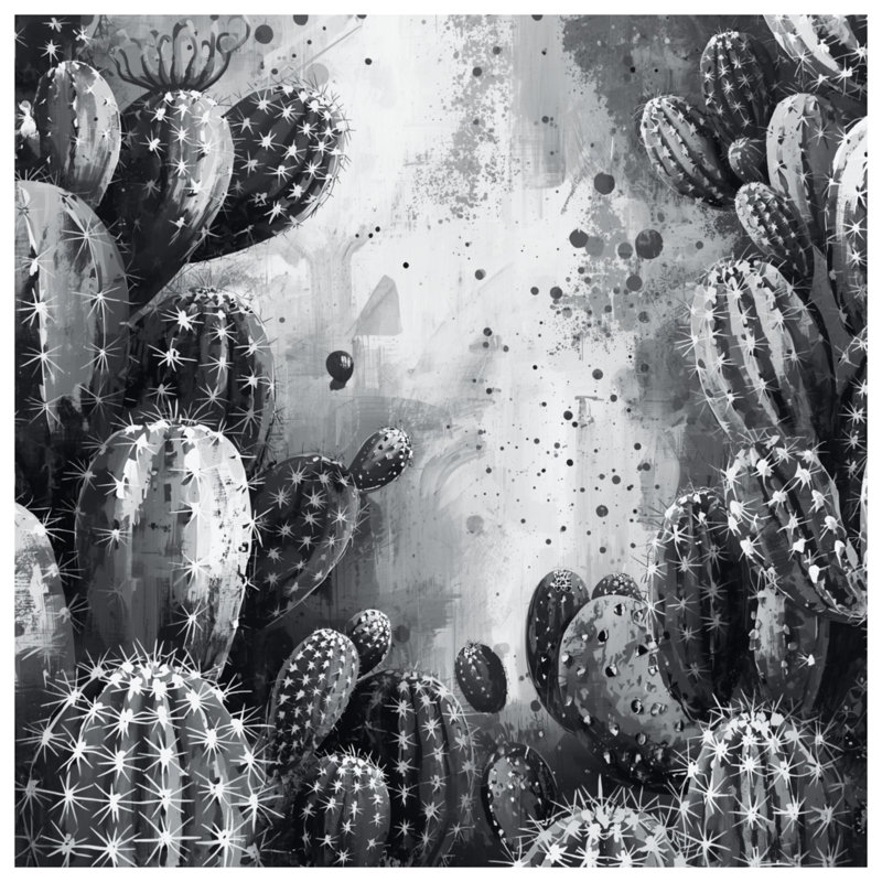 Toile tendue monochrome avec toile de cactus en plusieurs tailles, 12 x 12 pouces