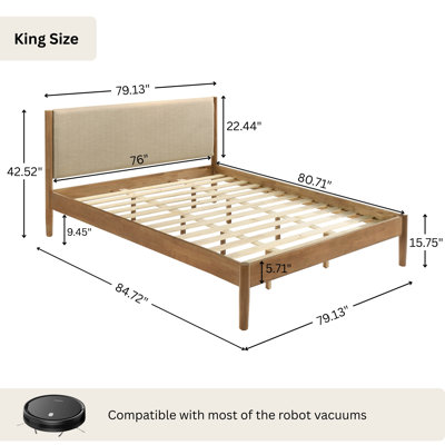 Vichy Rubberwood Platform Bed In Light Walnut, King