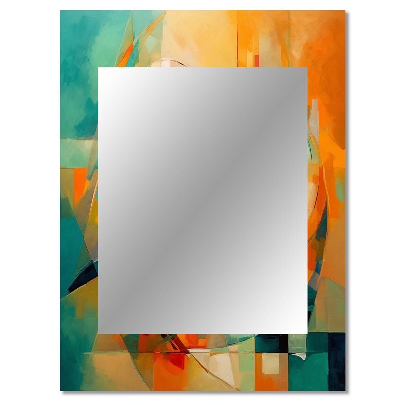 Abstracting The Cubist Form IV - Cubism Decorative Wall Mirror, Modern Large Mirror, Printed Metal Art, 40" x 30"