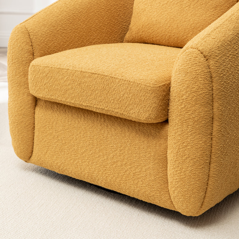 Duston 32'' Wide Upholstered Swivel Chair, Yellow