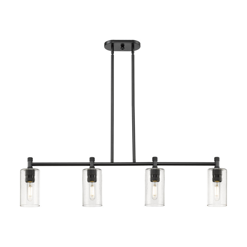 Luminaire suspendu pour îlot 4 lumières Crown Point, H 9,88 po x l 43,75 po x P 3,88 po, Grainé, Noir mat