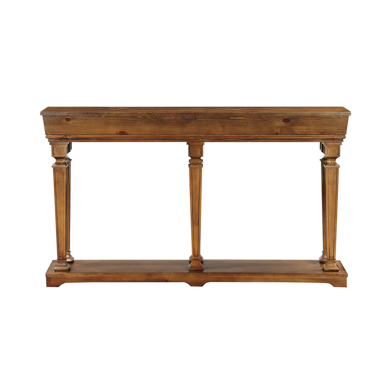 Console charmante en chêne - avec tablier élégant et tablette fonctionnelle avec pieds en bois élégants