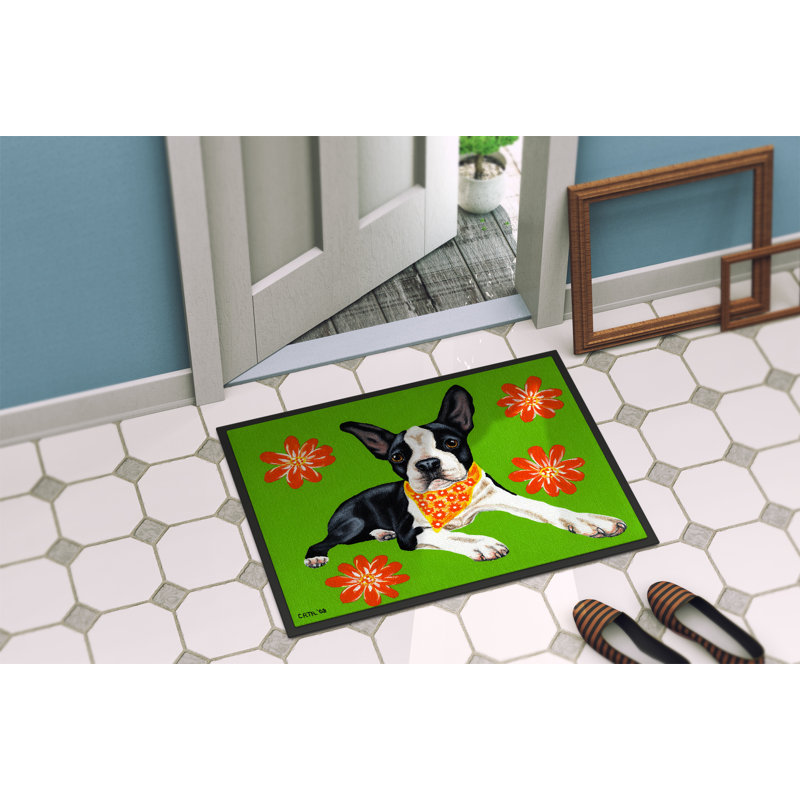 Tapis d’extérieur antidérapant cutie boston terrier, Rectangle 2 pi x 3 pi