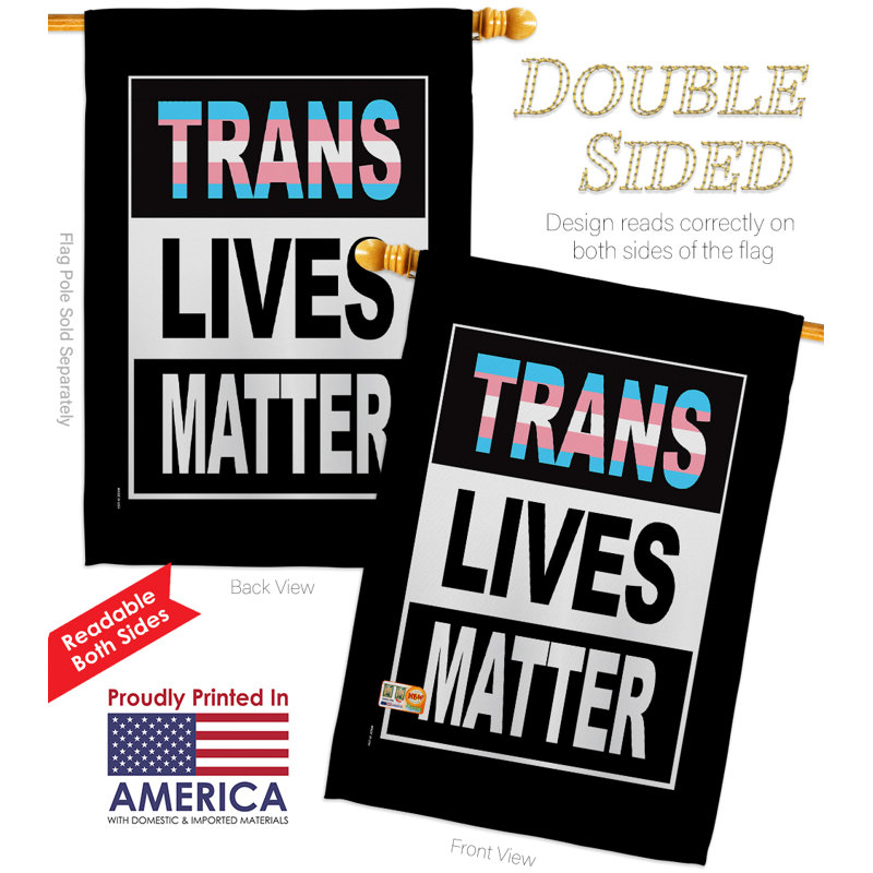 Polyester à 2 faces 40 x 28 po trans Lives Matter Drapeau pour la maison