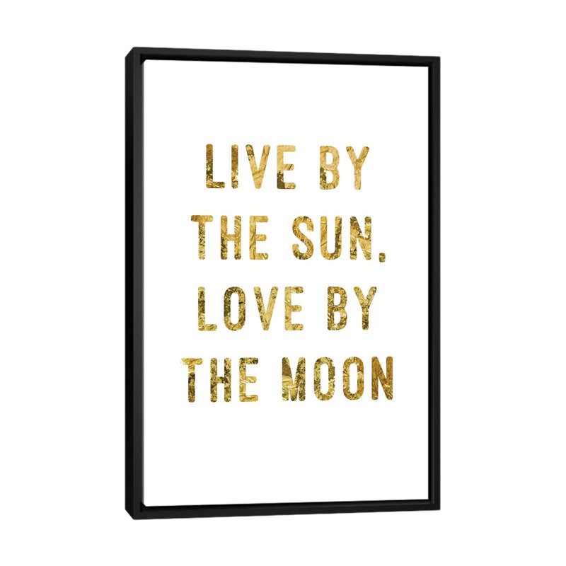 «Live by Gold», impression sur toile, H 26 po x l 18 po x P 1,5 po, Pas de tapis, Toile avec cadre noir