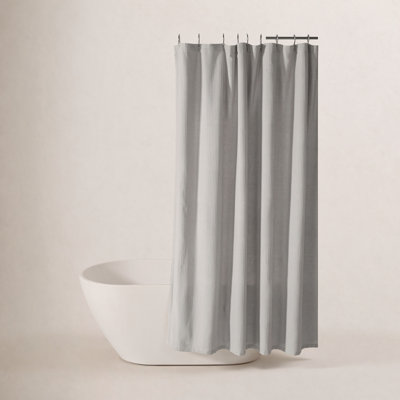 Waffle Textured Cotton Blend Shower Curtain