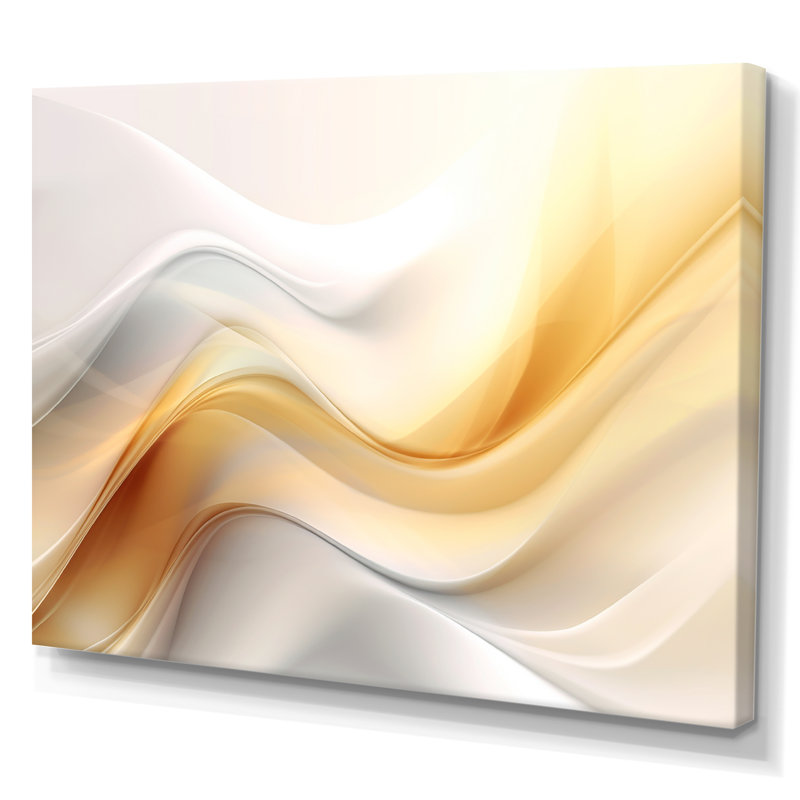 Or et blanc Fractal Tsunami V, H 12 po x l 20 po x P 1 po, Toile tendue