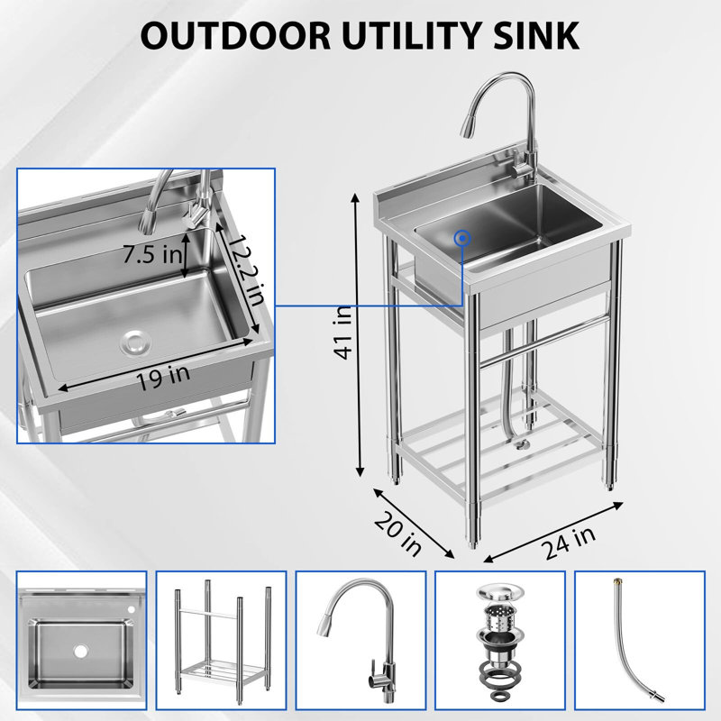 304 Stainless Steel Freestanding Sink