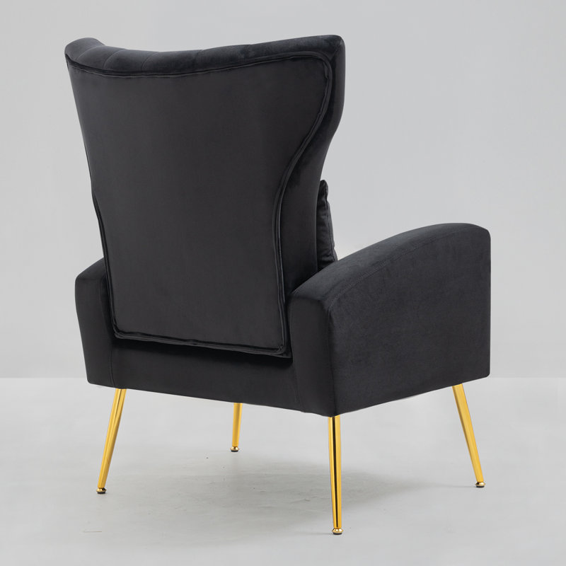 27' ' wide velvet armchair Mahith, Noir