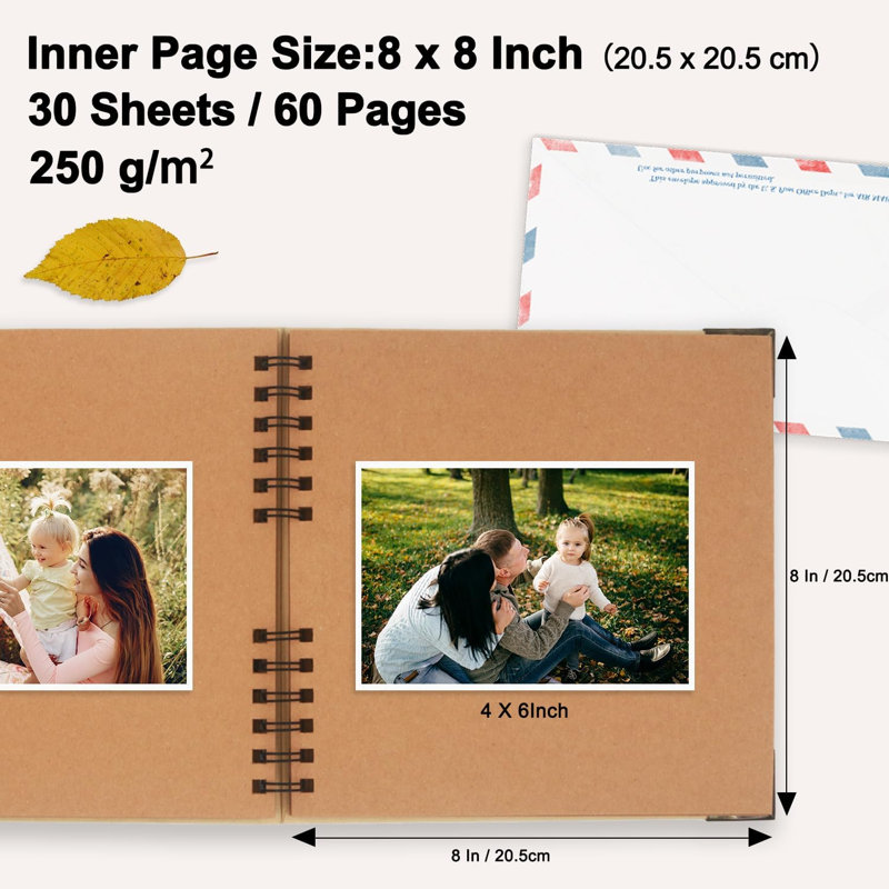 Album à découper, album à découper 8 po x 8 po, 60 cahiers à feuilles brunes