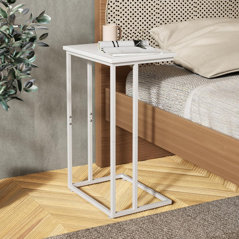 C Couch Table with Metal Frames, White